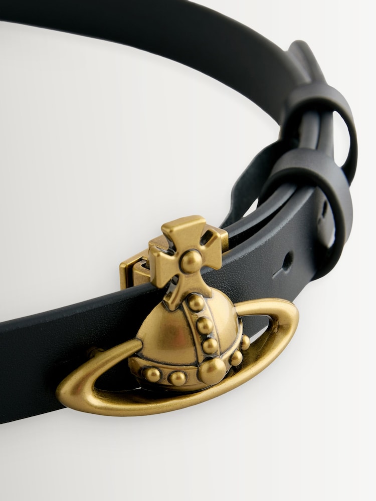 Vivienne Westwood Black Small Orb Buckle Brass Belt - Image 3 of 3