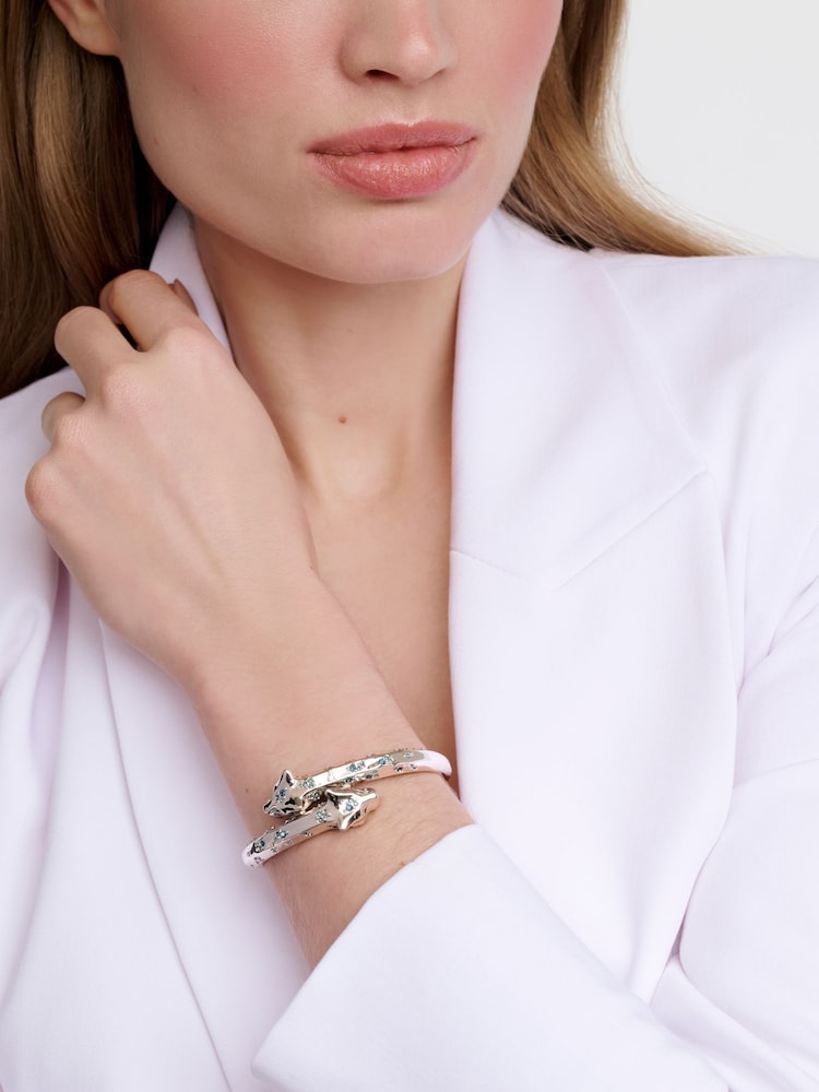 Karen Millen Silver Tone Leopard Print Cuff Bracelet - Image 3 of 3