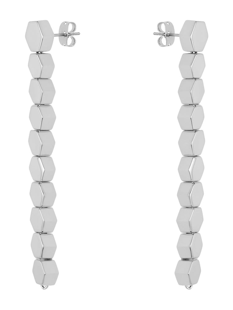 Karen Millen Silver Tone Mosaic Drop Earrings - Image 2 of 4