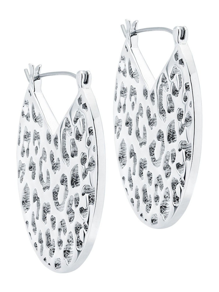 Karen Millen Silver Tone Leopard Print Spot Disc Earrings - Image 1 of 4