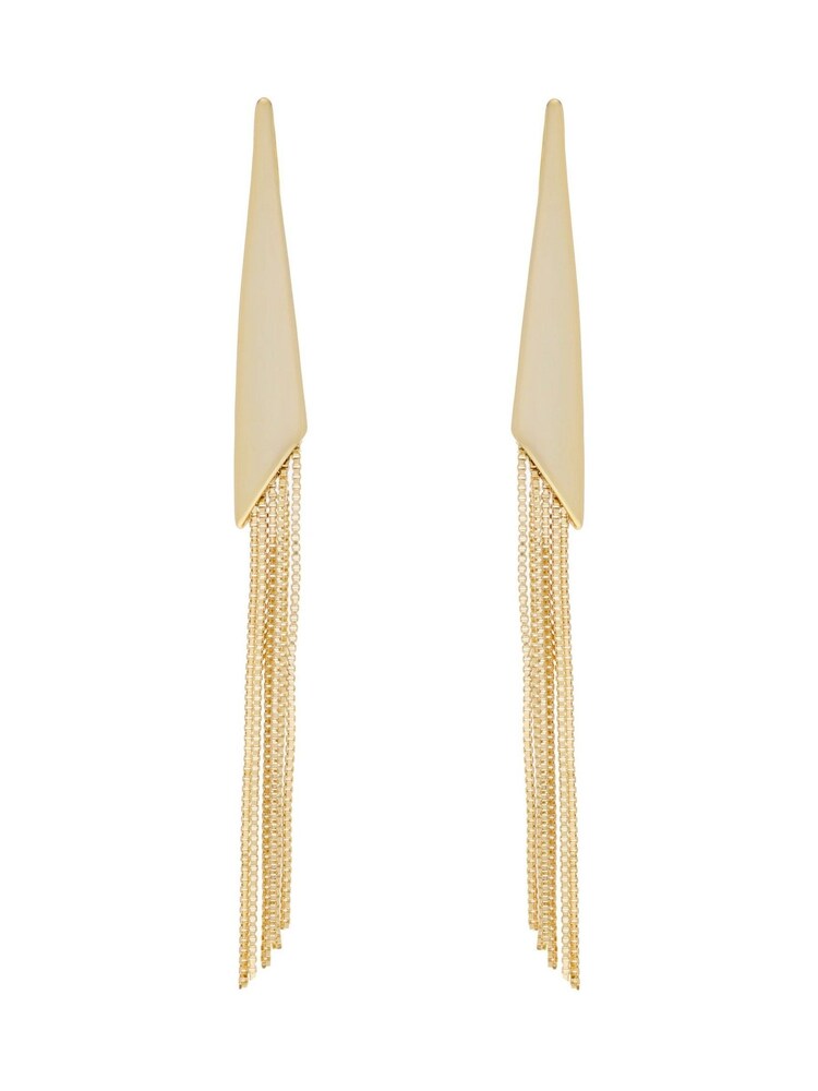 Karen Millen Gold Tone Metallic Fringe Drop Earrings - صورة 2 من 3