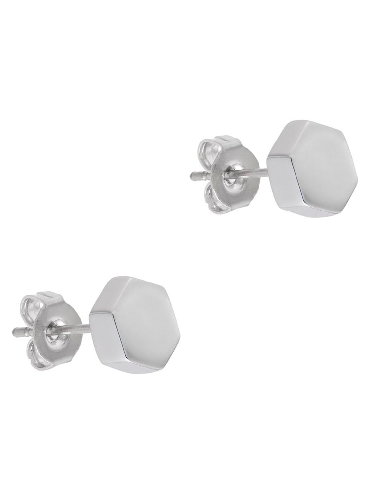 Karen Millen Silver Tone Mosaic Stud Earrings - Image 1 of 4