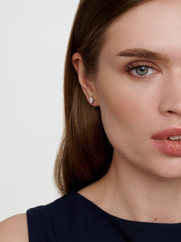 Karen Millen Silver Tone Mosaic Stud Earrings - Image 4 of 4