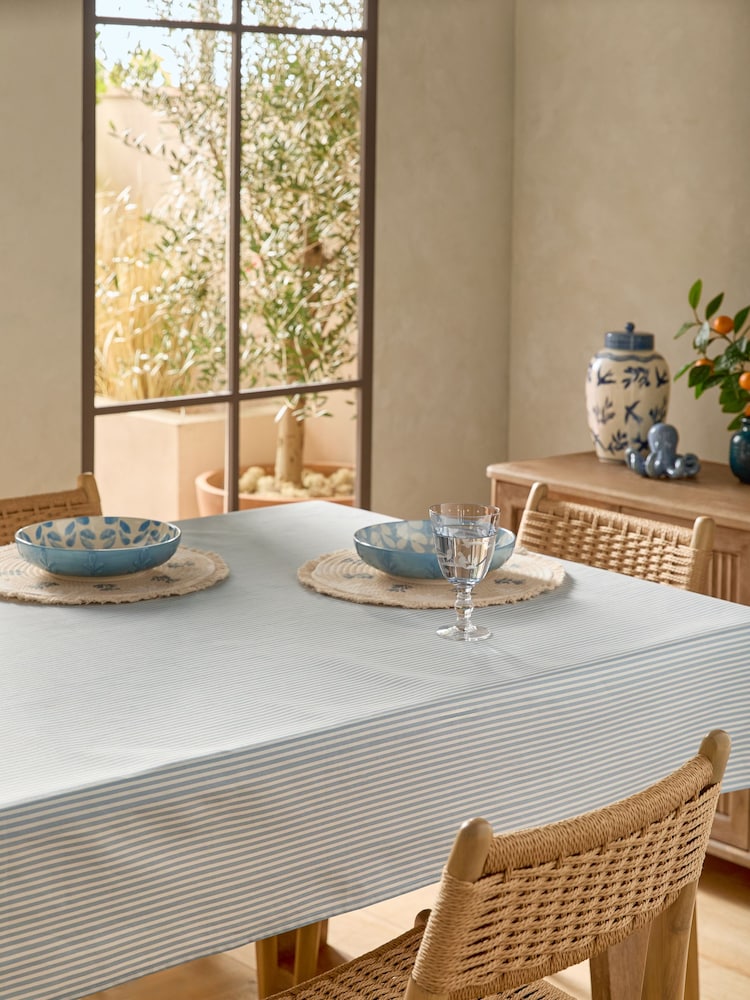 Blue Stripe Wipe Clean Tablecloth - Image 1 of 3