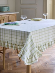Gingham Check Washed Cotton Table Cloth - 画像 1 / 4
