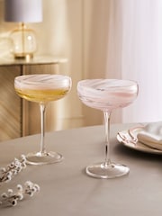 Set of 2 Pink Swirl Cocktail Glasses - Image 1 of 3