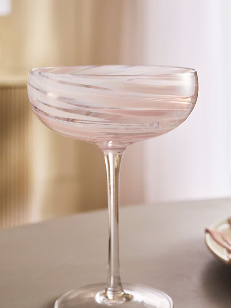 Set of 2 Pink Swirl Cocktail Glasses - Image 2 of 3