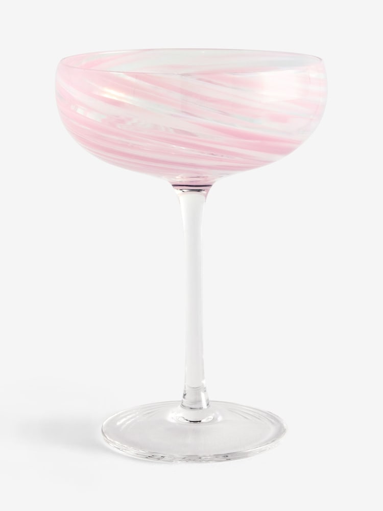 Set of 2 Pink Swirl Cocktail Glasses - Image 3 of 3