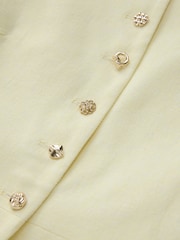 Lemon Yellow Linen Rich Herringbone Collarless Jacket - Image 8 of 12