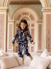 Chelsea Peers Blue Kids Organic Cotton Mystic Moon Print Long Pyjama Set - Image 2 of 5