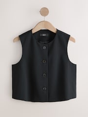 Black Tailored Crew Neck Waistcoat - Image 6 of 8