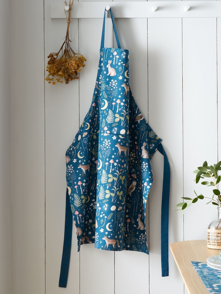 Catherine Lansfield Navy Blue Enchanted Twilight Animals Print Cotton Kitchen Apron - Image 1 of 3 Catherine Lansfield Navy Blue Enchanted Twilight Animals Print Cotton Kitchen Apron - Image 1 of 3