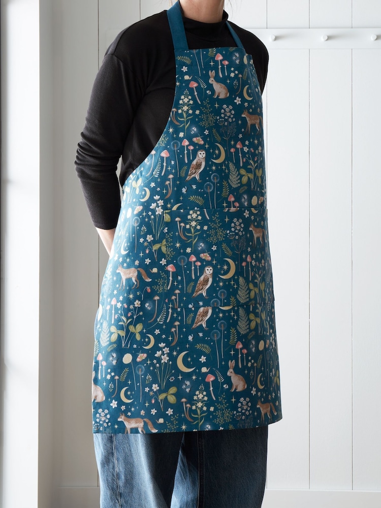 Catherine Lansfield Navy Blue Enchanted Twilight Animals Print Cotton Kitchen Apron - Image 2 of 3