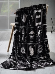 Catherine Lansfield Black Enchanted Witchcraft Cosy Fleece Blanket Throw - Image 1 of 2