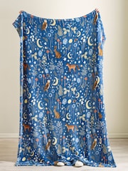 Catherine Lansfield Navy Blue Enchanted Twilight Animals Cosy Blanket Throw - Image 3 of 3