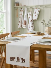 Catherine Lansfield Natural Angus Highland Cow Cotton Dining Table Runner - Image 2 of 2