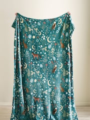 Catherine Lansfield Forest Green Enchanted Twilight Animals Cosy Blanket Throw - Image 3 of 3