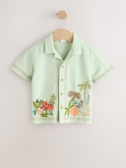 Mint Green Safari Embroidery Short Sleeve Shirt (3mths-7yrs) - Image 5 of 8