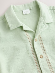 Mint Green Safari Embroidery Short Sleeve Shirt (3mths-7yrs) - Image 7 of 8