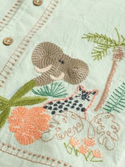 Mint Green Safari Embroidery Short Sleeve Shirt (3mths-7yrs) - Image 8 of 8