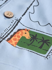 Blue Palm Print Short Sleeve Revere Collar Printed Shirt (3mths-7yrs) - Image 8 of 8