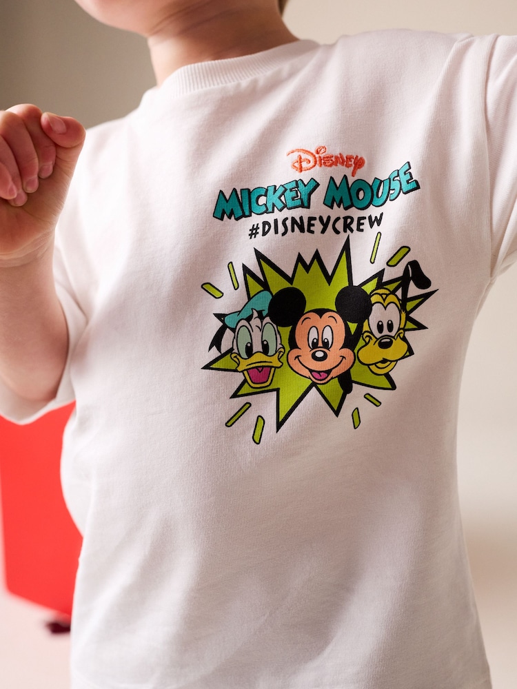 Ağ - Mickey Mouse Qısaqol T-shirt (3ay-8il) - 3şəkildən 3 şəkil