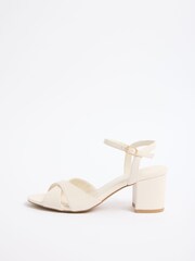 Friends Like These Faux Leather White Standard Fit Cross Over Mid Block Heeled Sandals - Image 5 of 5