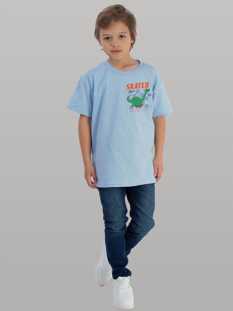 Brands In Blue Dinosaur Skater T-Shirt - Image 1 of 4 Brands In Blue Dinosaur Skater T-Shirt - Image 1 of 4