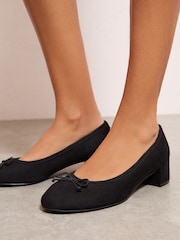 Friends Like These Black Faux Suede Low Block Heel Court Shoes - Image 1 of 5