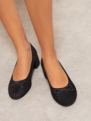 Friends Like These Black Faux Suede Low Block Heel Court Shoes - Image 2 of 5
