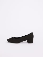 Friends Like These Black Faux Suede Low Block Heel Court Shoes - Image 5 of 5
