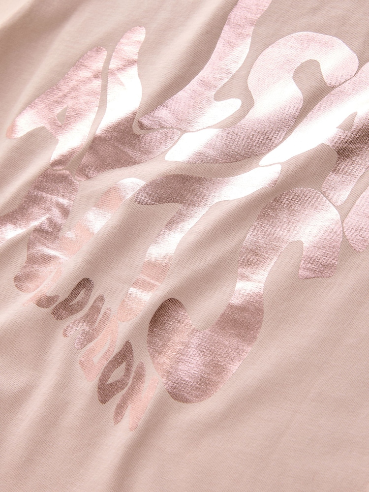 smALLSAINTS Mid Pink/Metallic Girls Oversized Orlando Logo Crew 100% Cotton T-Shirt - Image 4 of 4