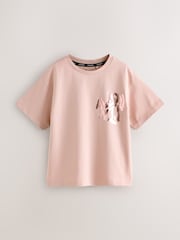 smALLSAINTS Mid Pink/Metallic Girls Oversized Orlando Logo Crew 100% Cotton T-Shirt - Image 5 of 8