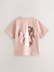 smALLSAINTS Mid Pink/Metallic Girls Oversized Orlando Logo Crew 100% Cotton T-Shirt - Image 6 of 8