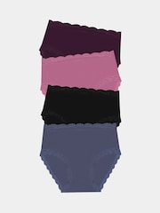 Stripe & Stare Purple High Rise 4 Pack Knickers - Image 1 of 6