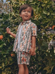 Ecru All Over Print Fish Short Sleeve AOP Shirt and Shorts Set (3mths-10yrs) - Image 1 of 9