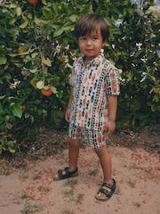 Ecru All Over Print Fish Short Sleeve AOP Shirt and Shorts Set (3mths-10yrs) - Image 5 of 9