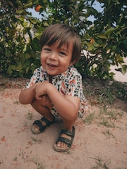 Ecru All Over Print Fish Short Sleeve AOP Shirt and Shorts Set (3mths-10yrs) - Image 6 of 9