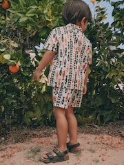 Ecru All Over Print Fish Short Sleeve AOP Shirt and Shorts Set (3mths-10yrs) - Image 7 of 9