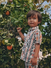 Ecru All Over Print Fish Short Sleeve AOP Shirt and Shorts Set (3mths-10yrs) - Image 8 of 9