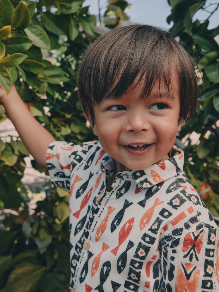 Ecru All Over Print Fish Short Sleeve AOP Shirt and Shorts Set (3mths-10yrs) - Image 9 of 9