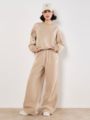Apricot Cream Floral Print Cornelli Embroider Sweat Trousers - Image 3 of 4