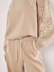 Apricot Cream Floral Print Cornelli Embroider Sweat Trousers - Image 4 of 4
