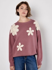 Apricot Pink Crochet Large Daisies Jumper - Image 1 of 4