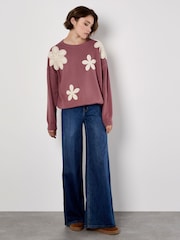 Apricot Pink Crochet Large Daisies Jumper - Image 3 of 4