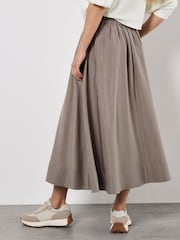 Apricot Grey Peach Slub A-Line Midaxi Skirt - Image 5 of 5