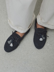 Navy Weave Forever Comfort® Leather Charm Boat Shoes - Image 4 of 11