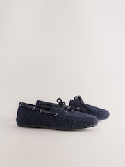Navy Weave Forever Comfort® Leather Charm Boat Shoes - Image 8 of 11