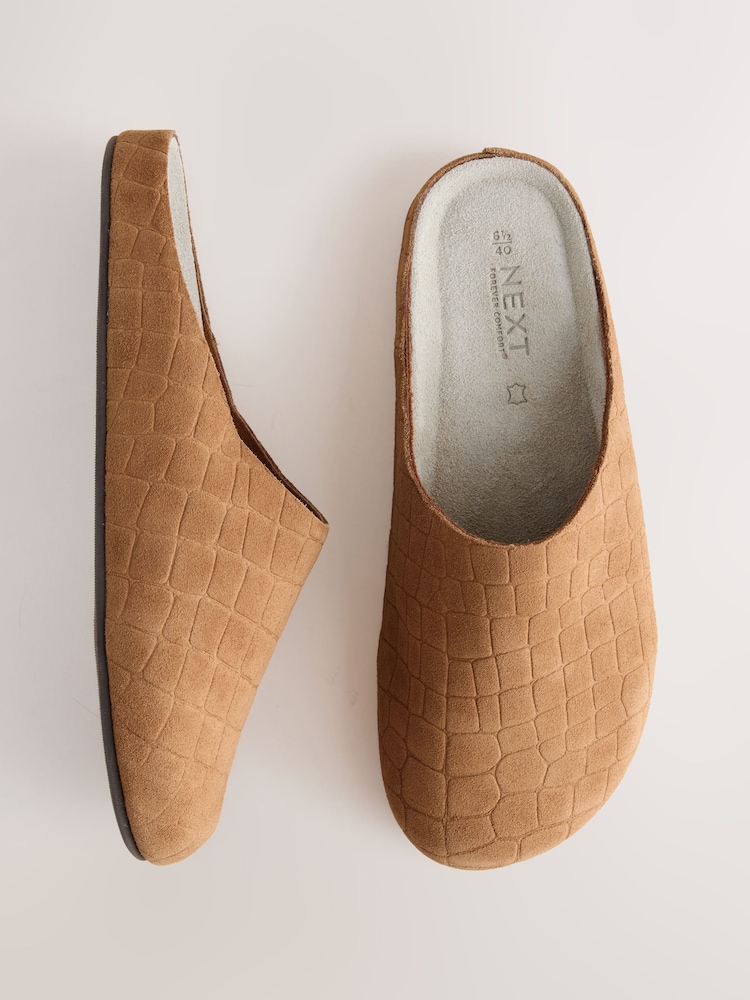 Tan Brown Forever Comfort® Leather Footbed Clogs - Image 1 of 5