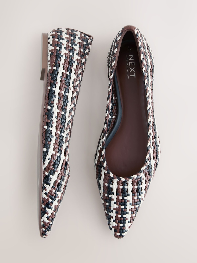 Black/White/Red Forever Comfort® Weave Point Ballet Flats - Image 1 of 8